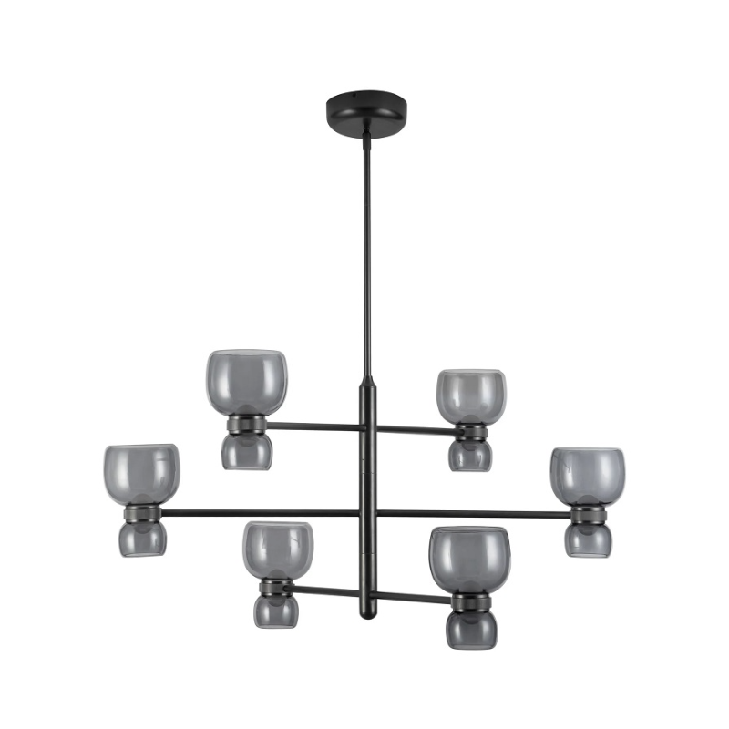 Alora CH310336 Sutton 6-lt 36" LED Chandelier - Urban Bronze/Smoke Glass