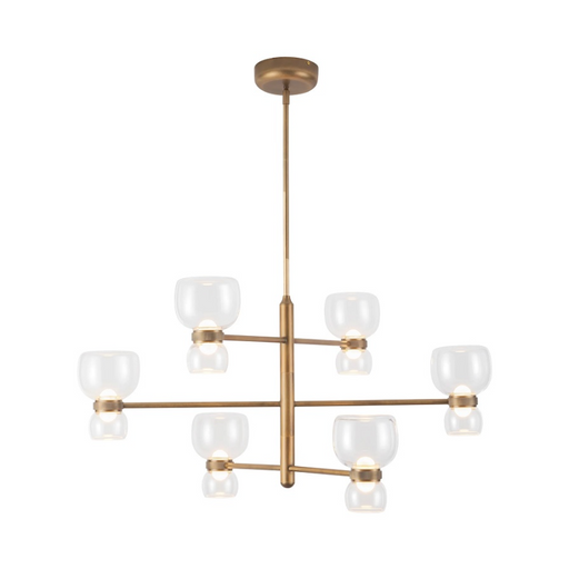 Alora CH310336 Sutton 6-lt 36" LED Chandelier - Vintage Brass/Clear Glass