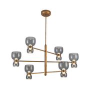 Alora CH310336 Sutton 6-lt 36" LED Chandelier - Vintage Brass/Smoke Glass