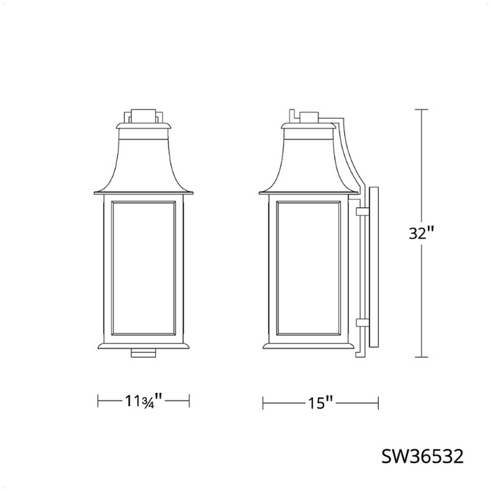 Schonbek SW36532 Proctor 3-lt 32" Tall Outdoor Wall Sconce