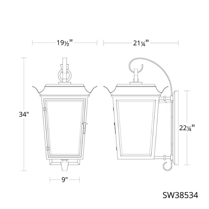 Schonbek SW38534 Ausable 4-lt 34" Tall Outdoor Wall Sconce