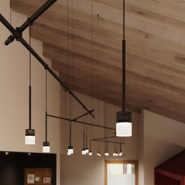 Sonneman SLS1150 Suspenders 10-Bar Freeform Zig Zag with 9" Monoline Crystal Cylinder Luminaires