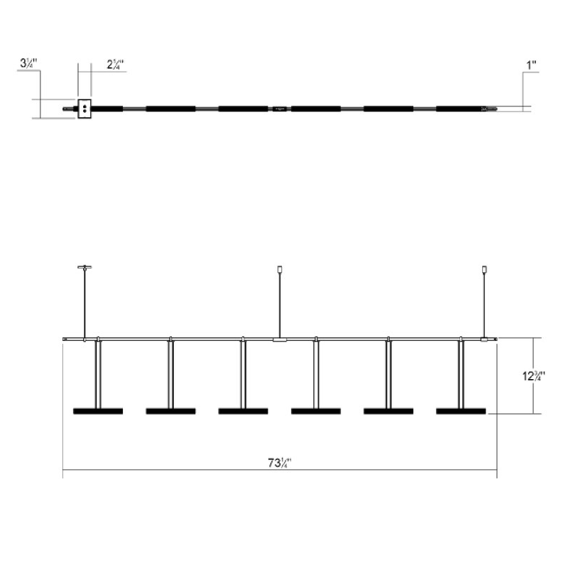 Sonneman S1U36K Suspenders 36" 2-Bar In-Line with Crystal Double Glass Rod Luminaires