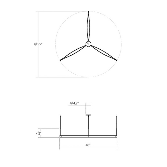 Sonneman 22QWCT01 Ola LED Tri-Star Pendant