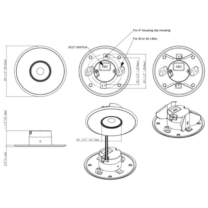 Lotus LBL-JB10W-AC 5" LED Round Ultimate J-Box Mount or Retrofit, 5CCT Selectable