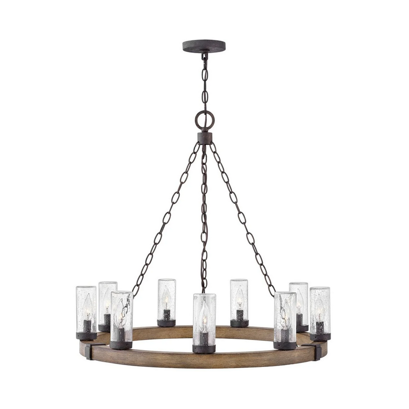Hinkley 29208-LL Sawyer Large 9-lt 30" LED Outdoor Chandelier - Sequoia