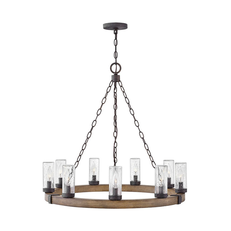 Hinkley 29208 Sawyer Large 9-lt 30" LED Outdoor Single Tier Chandelier, 12V - Sequoia