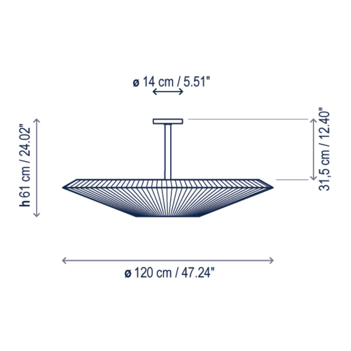 Bover Siam 120 47" Semi-Flush Ceiling Light, Big Structure