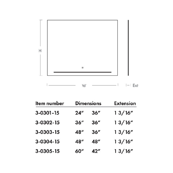 Oxygen 3-0302 Skylight 36 x 36 LED Mirror, CCT Selectable