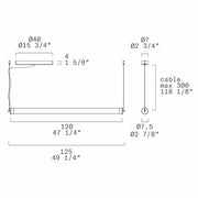 Leucos Stacking 120 1-lt 49" LED Naked Horizontal Pendant