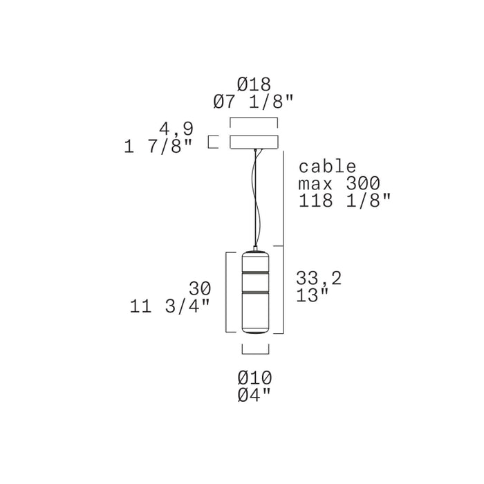 Leucos Stacking 30 1-lt 4" LED Vertical Pendant