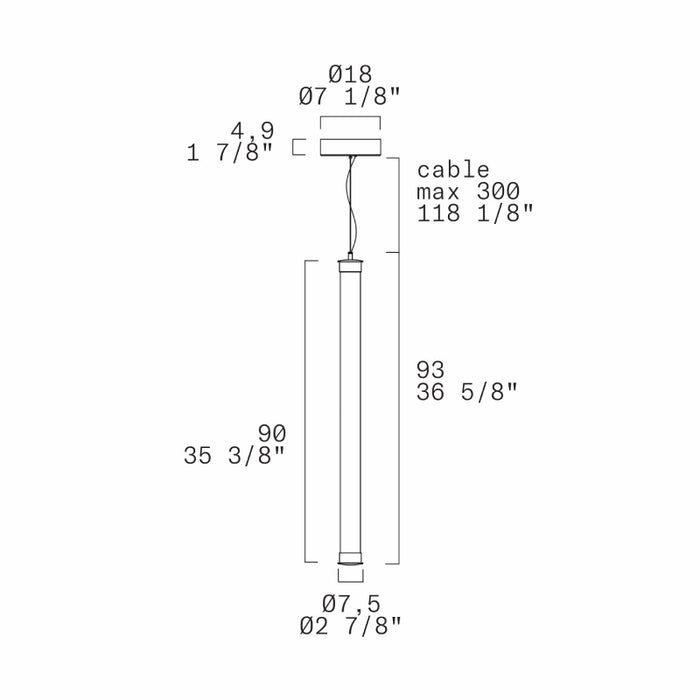 Leucos Stacking 90 1-lt 3" LED Naked Vertical Pendant