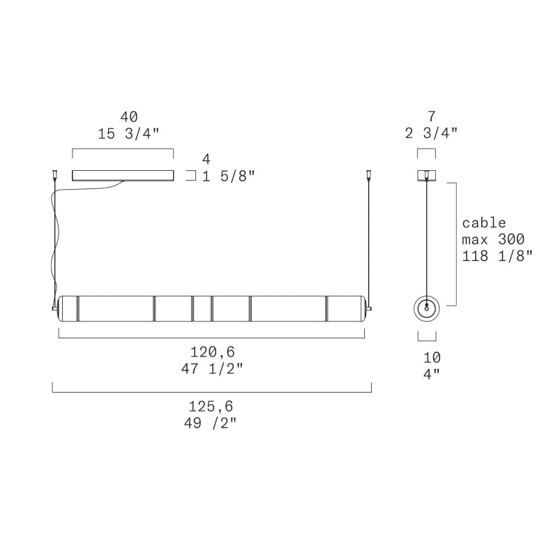 Leucos Stacking S 120 1-lt 49" LED Horizontal Pendant