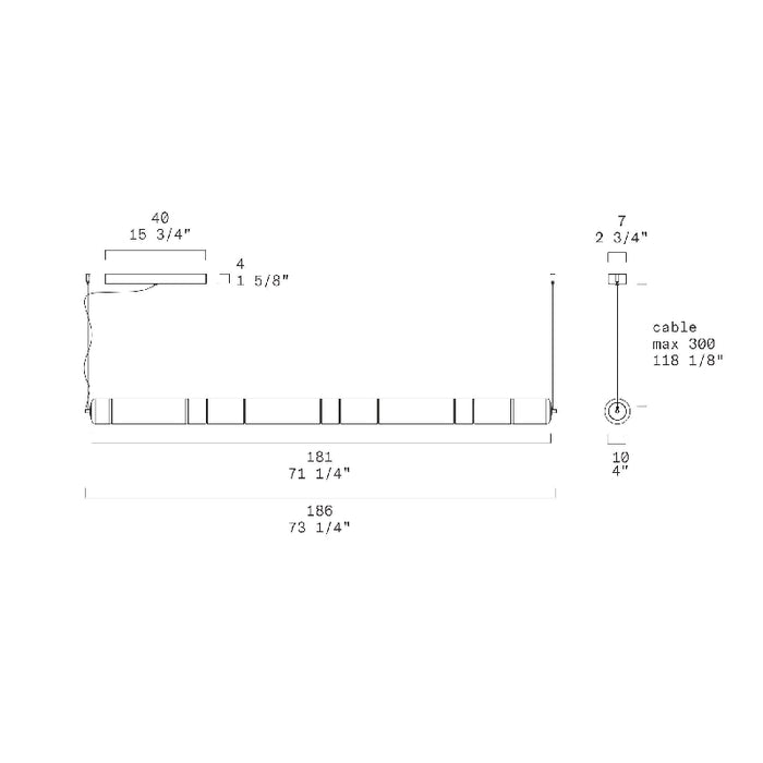 Leucos Stacking S 180 1-lt 73" LED Horizontal Pendant