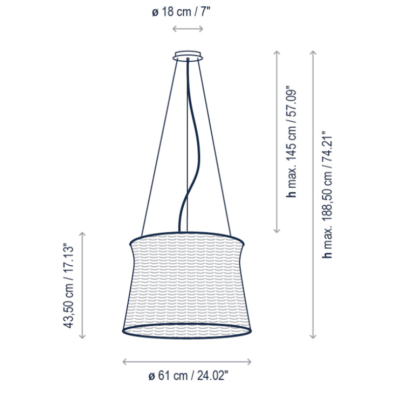 Bover Syra 60 1-lt 24" LED Outdoor Pendant, 0-10V