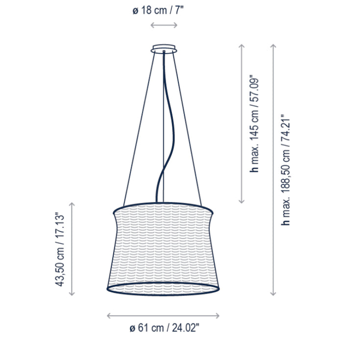Bover Syra 60 1-lt 24" LED Outdoor Pendant, 0-10V