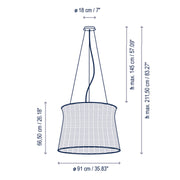 Bover Syra 90 1-lt 36" LED Outdoor Pendant