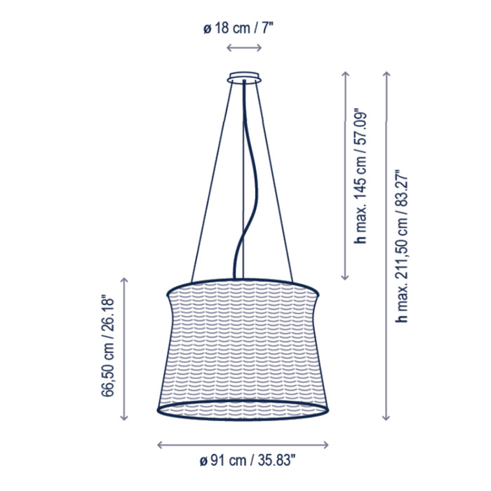 Bover Syra 90 1-lt 36" LED Outdoor Pendant