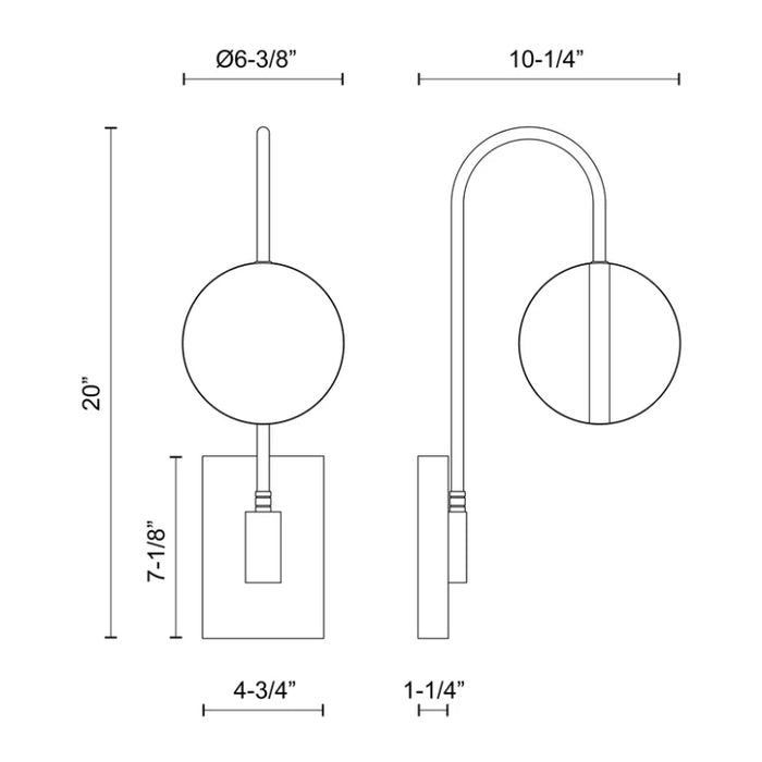 Alora WV302001MBBG-UNV Tagliato 1-lt 20" Tall LED Wall Sconce