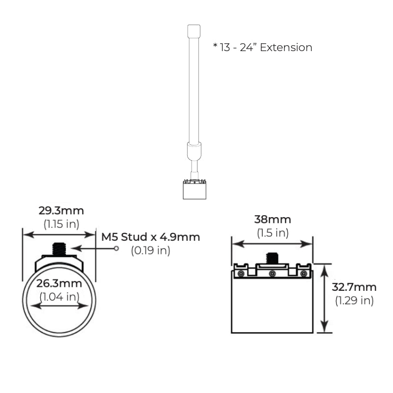 Core SLQ25-RG SLINQ RIGID 6.08W/ft IP65 24V Flexible 360º Round Neon LED Strip, Telescopic Extension Support