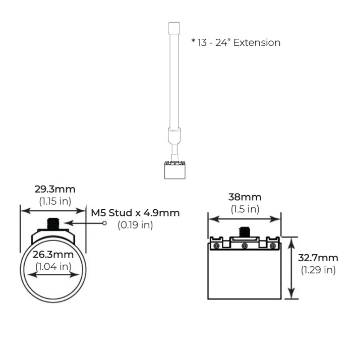 Core SLQ25-RG SLINQ RIGID 6.08W/ft IP65 24V Flexible 360º Round Neon LED Strip, Telescopic Extension Support