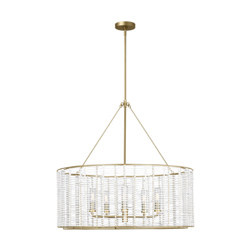 Visual Comfort TFC1155 Winslow 5-lt 36" LED Large Hanging Shade Chandelier - Burnished Brass