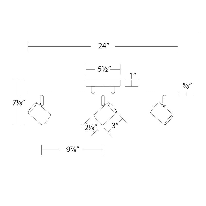 WAC TK-260503 Pipe 3-lt 24" LED Fixed Rail, Ceiling and Wall Mount, CCT Selectable
