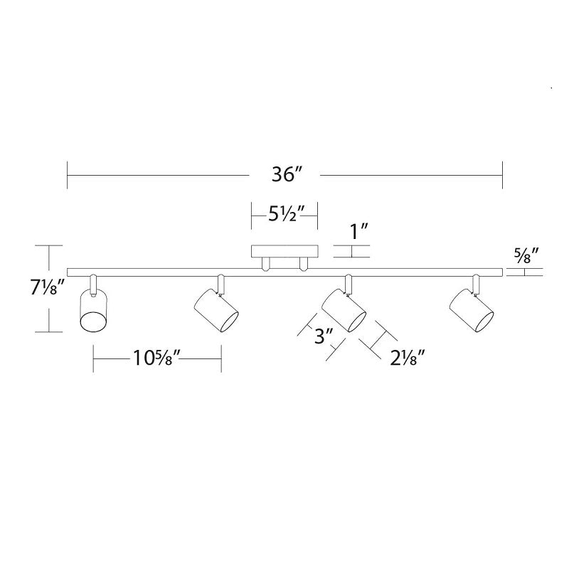 WAC TK-260504 Pipe 4-lt 36" LED Fixed Rail, Ceiling and Wall Mount, CCT Selectable