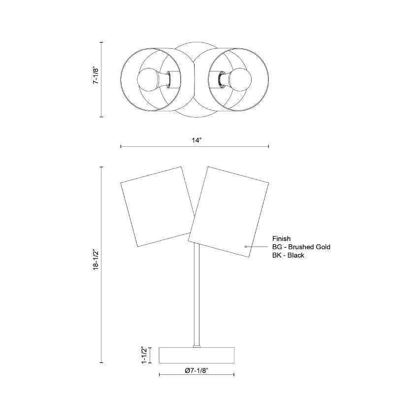 Kuzco TL58814 Keiko 2-lt 19" Tall Table Lamp