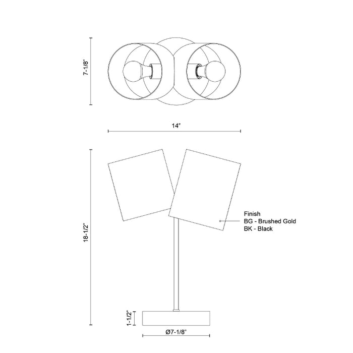 Kuzco TL58814 Keiko 2-lt 19" Tall Table Lamp