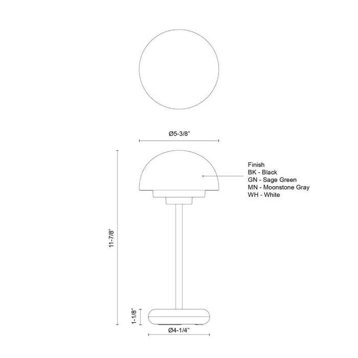 Kuzco TL63812 Hinata 1-lt 12" Tall LED Table Lamp