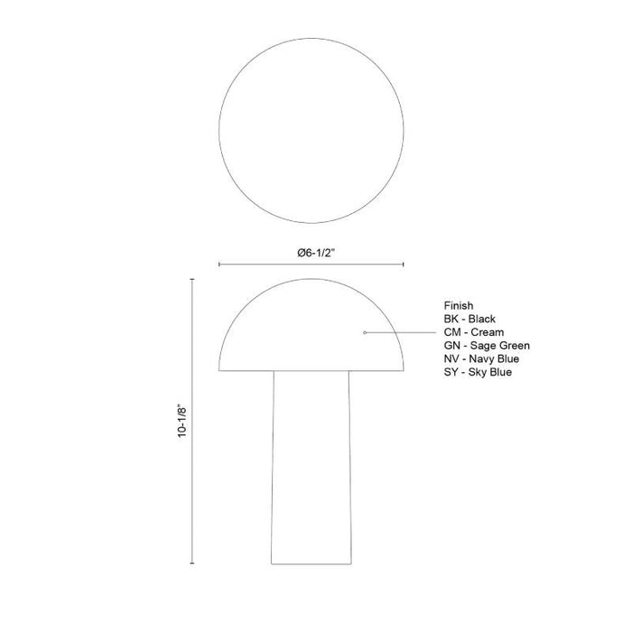 Kuzco TL65210 Setas 1-lt 10" Tall LED Table Lamp