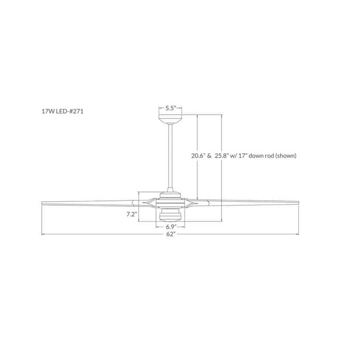 Modern Fan Torsion 62" Ceiling Fan with LED Light Kit, 17W