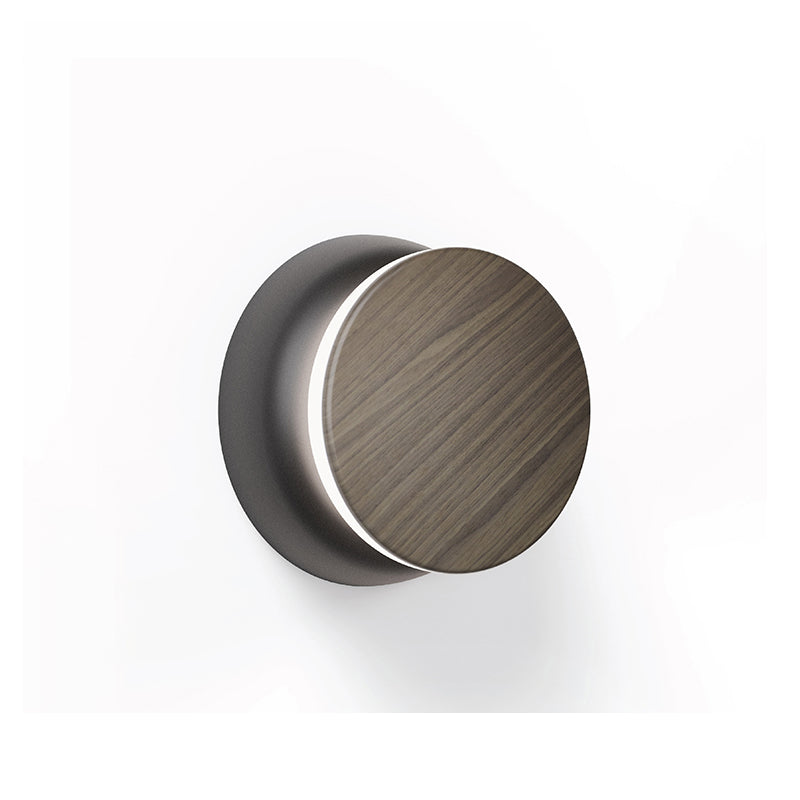 Pablo Designs Totem Puck LED Wall Sconce, 3CCT Selectable - Matte Black / Walnut Essence