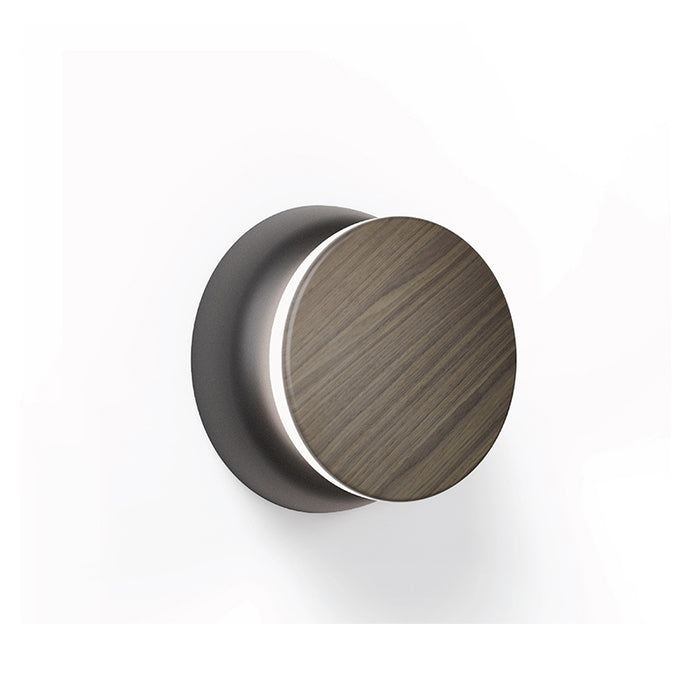 Pablo Designs Totem Puck LED Wall Sconce, 3CCT Selectable - Matte Black / Walnut Essence