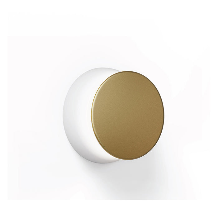 Pablo Designs Totem Puck LED Wall Sconce, 3CCT Selectable - Matte White / Brushed Brass