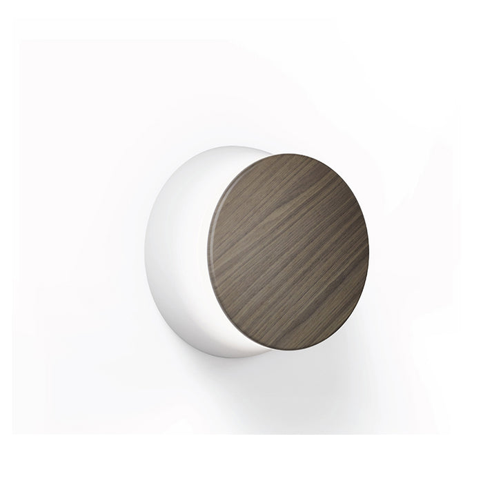 Pablo Designs Totem Puck LED Wall Sconce, 3CCT Selectable - Matte White / Walnut Essence