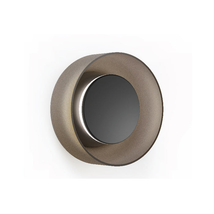 Pablo Designs Totem LED Wall Sconce, 3CCT Selectable - Matte Black / Matte Black / Etched Amber Tint Glass