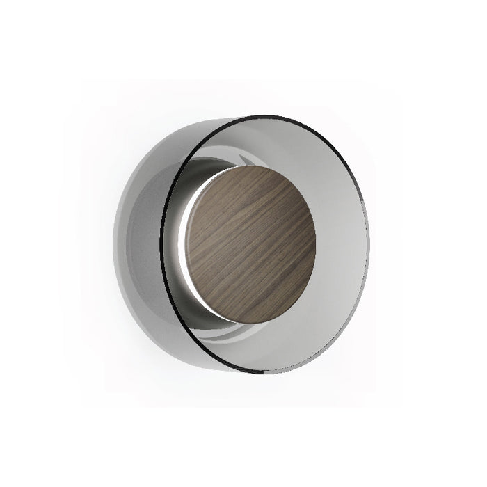 Pablo Designs Totem LED Wall Sconce, 3CCT Selectable - Matte Black / Walnut Essence / Smoke Tint Glass
