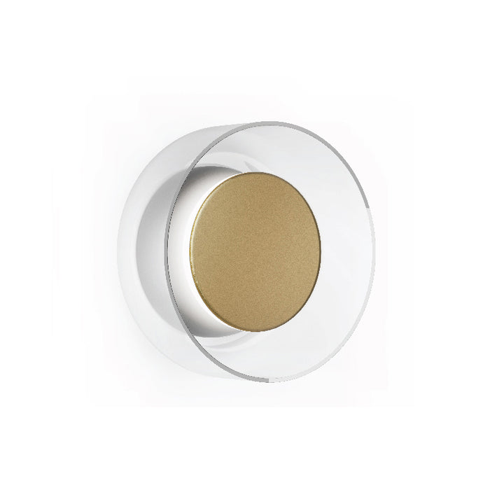 Pablo Designs Totem LED Wall Sconce, 3CCT Selectable - Matte Grey / Brushed Brass / Clear Glass