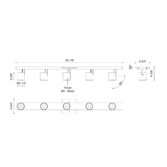 Kuzco TR19035 Arnold 5-lt LED Fixed Track Light