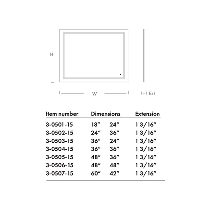 Oxygen 3-0503 Track 36 x 24 LED Mirror, CCT Selectable