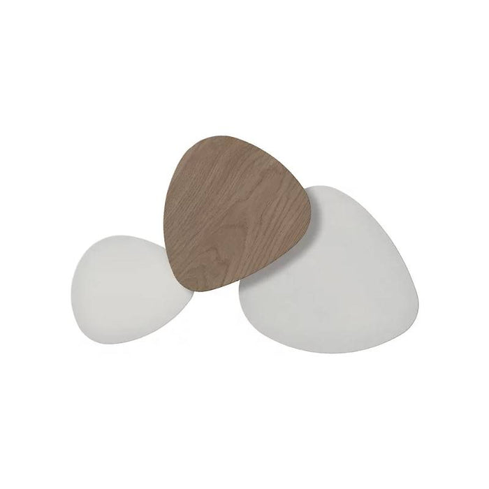 Bover Tria Set 3 3-lt 22" LED Wall Sconce-White Satin/Natural Oak/White Satin
