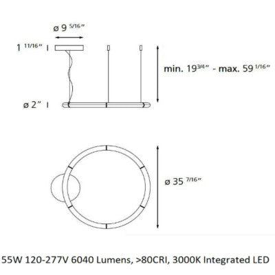 Artemide 1206 Alphabet 90 Circular Suspension