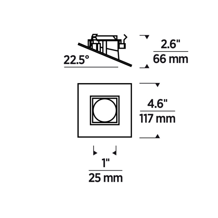Verse 3" Square Sloped Fixed Flanged Trim, 2-Pack