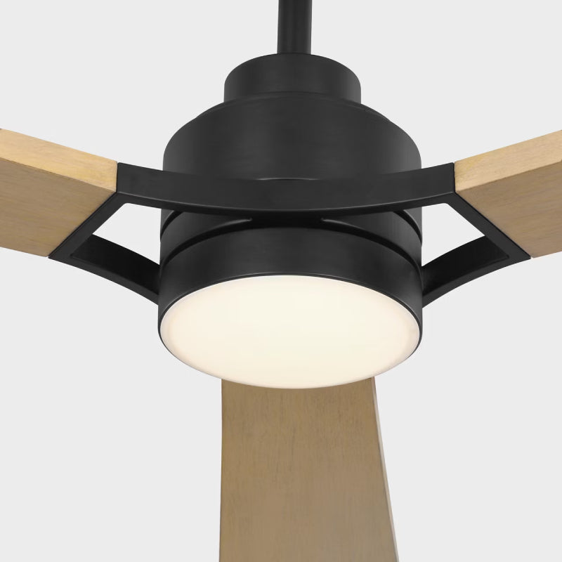 Visual Comfort 3TRLSM60 Trillium Smart 60" Indoor/Outdoor Ceiling Fan with LED Light Kit-Midnight Black with Natural Honey Blades