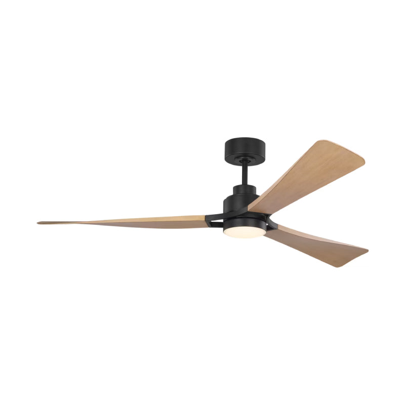 Visual Comfort 3TRLSM60 Trillium Smart 60" Indoor/Outdoor Ceiling Fan with LED Light Kit-Midnight Black with Natural Honey Blades