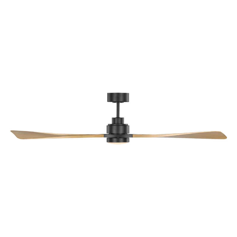 Visual Comfort 3TRLSM60 Trillium Smart 60" Indoor/Outdoor Ceiling Fan with LED Light Kit-Midnight Black with Natural Honey Blades