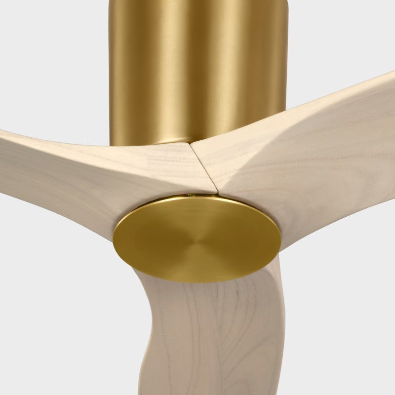 Visual Comfort 3SYRHSM44 Seyra Smart 44" Hugger Ceiling Fan with LED Light Kit-Burnished Brass with Washed White Oak Blades