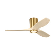 Visual Comfort 3SYRHSM44 Seyra Smart 44" Hugger Ceiling Fan with LED Light Kit-Burnished Brass with Washed White Oak Blades